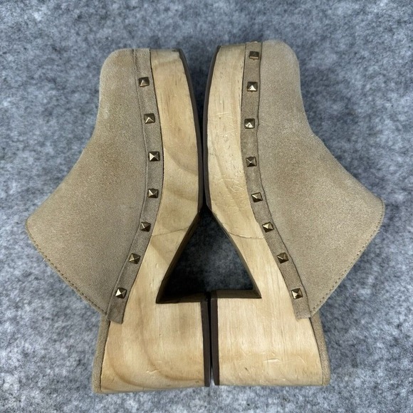 Y2K STEVE MADDEN Wood Platform Clogs Womens Shoes Size 7.5 Chunky Suede Hippie - Picture 9 of 14